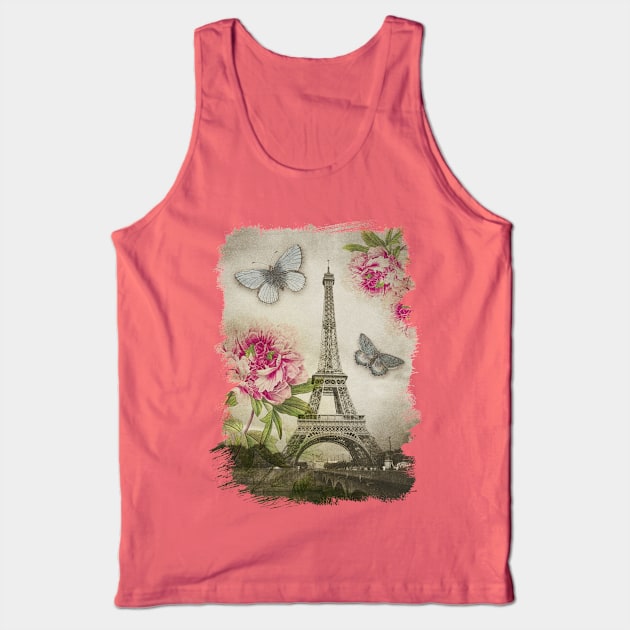 Vintage Paris Eiffel Tower Collage Tank Top by Blue Planet Boutique